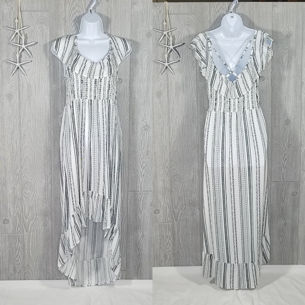 NWT Almost Famous Dress Large Black White Ruffled High Low - Picture 6 of 8